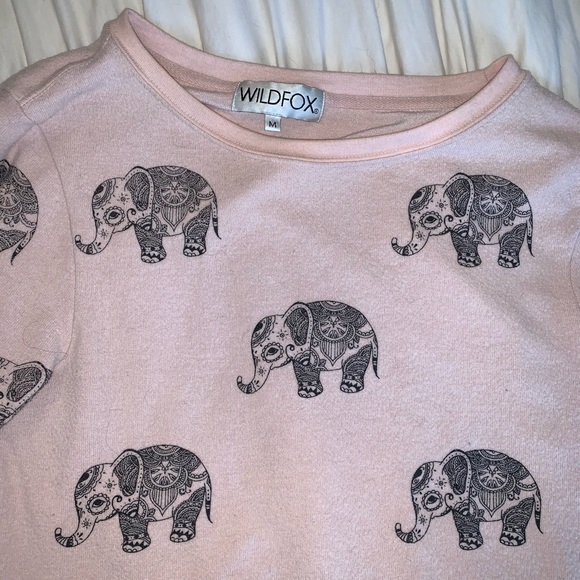 Wildfox Light Pink Roaming Elephants Sweatshirt - Picture 4 of 5